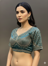 Grey Cotton Silk Embroidered Blouse Light Grey