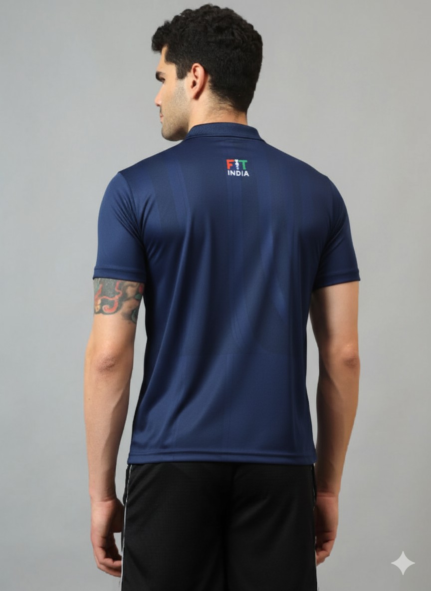 Shiv Naresh Men’s Sports Polo T-Shirt | Front Print Khelo india| Breathable Quick Dry Fabric | Plain Back | Athletic Fit Activewear