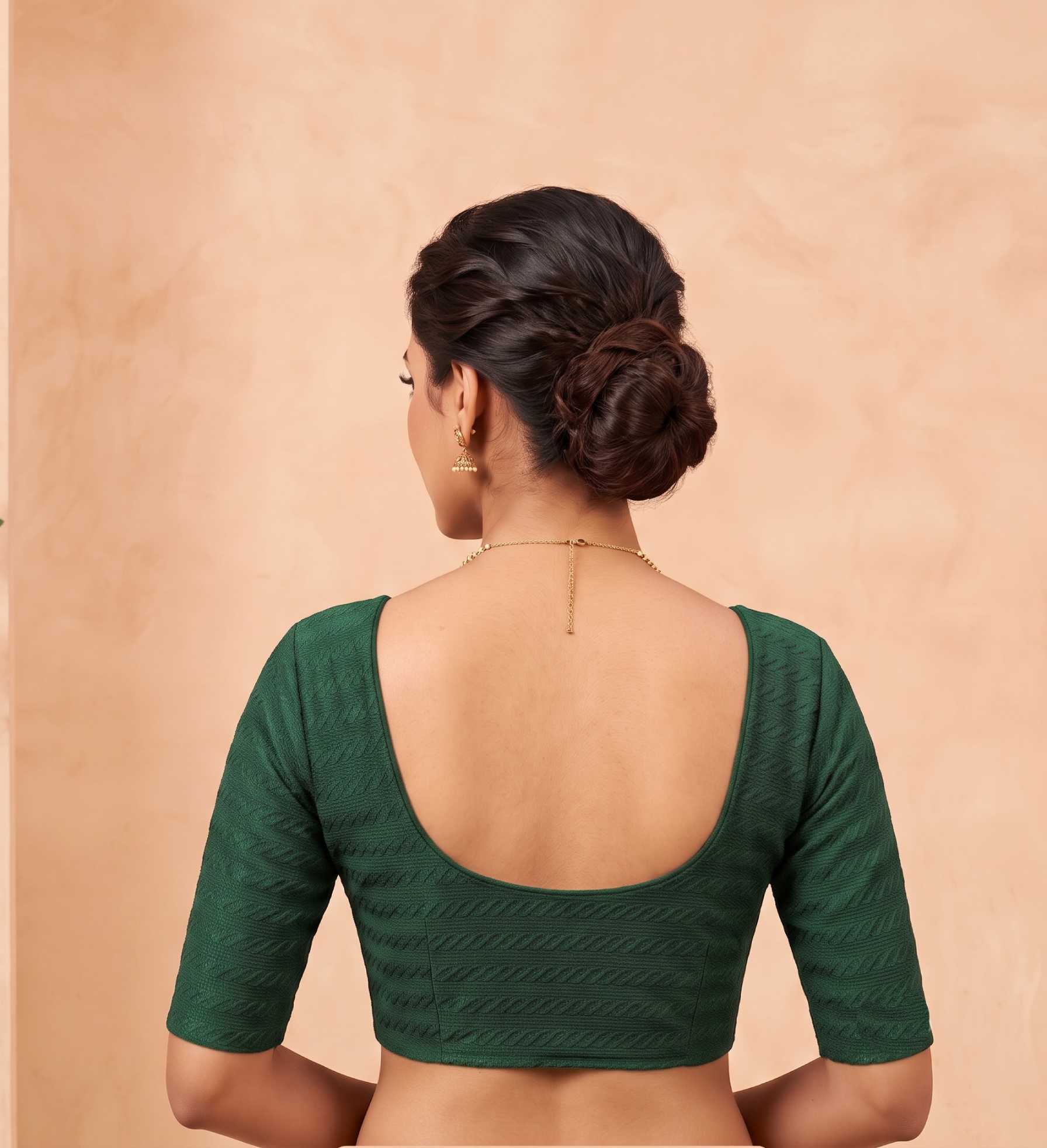 Trendzmy Women Woven Square Neck Cotton Blend Lycra Stretchable Readymade Saree Blouse