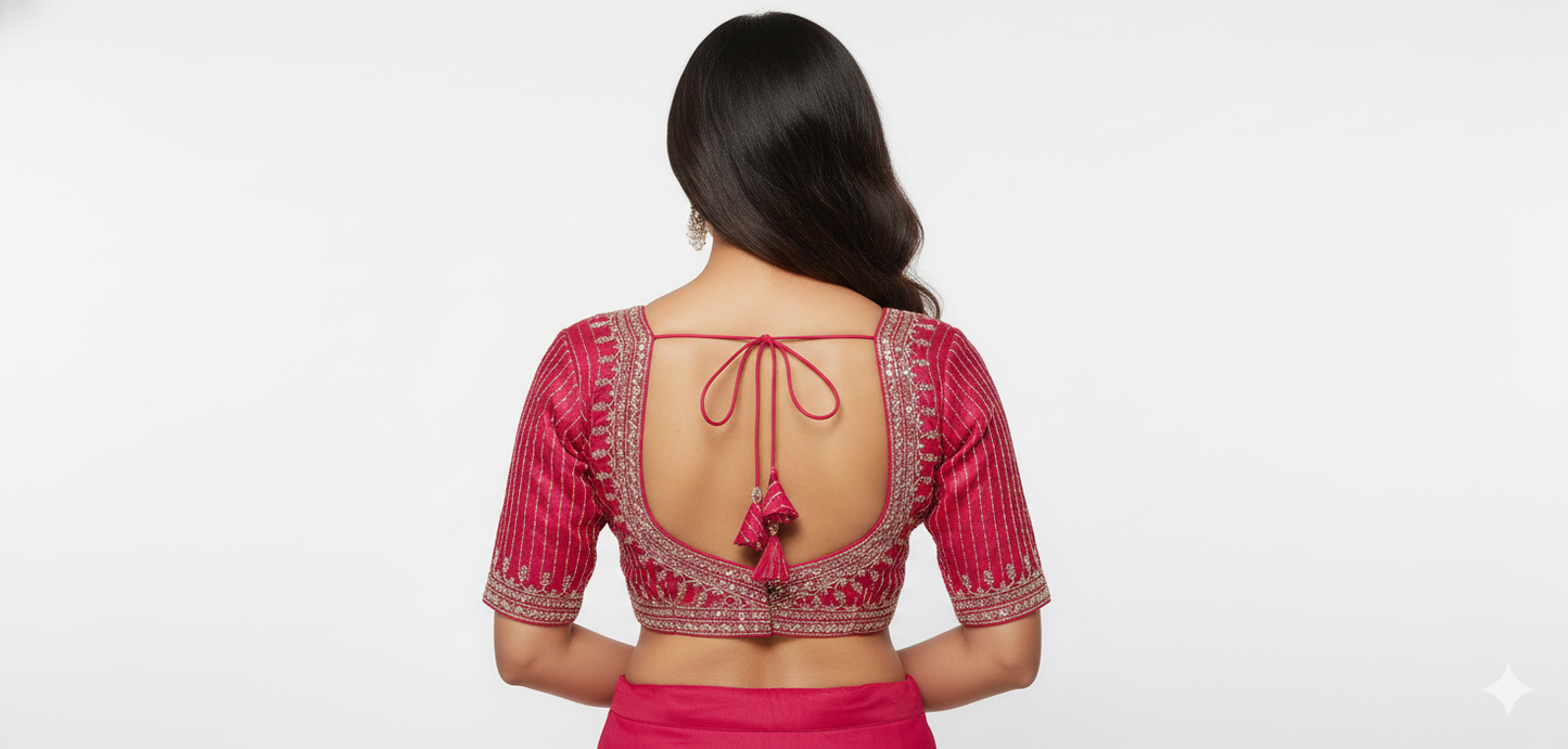 Elegant Devika_Rani Pink Cotton Silk Embroidered Blouse