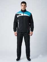 Shiv Naresh Men's Retro 459A Poly Tracksuit – Black/Cyan/White Black