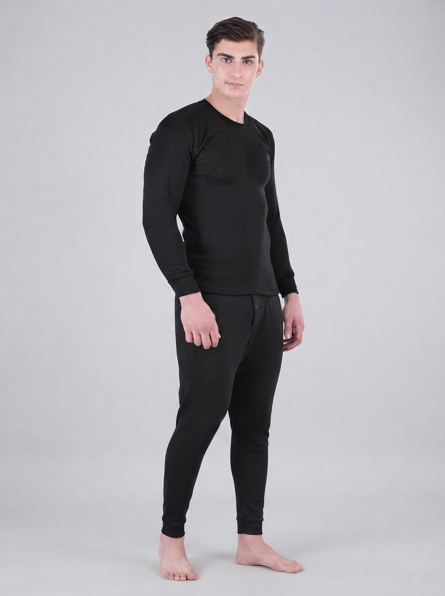 Men's Winter Thermal Top & Bottom Set | Full Sleeve Round Neck Warm Innerwear | Random Colour