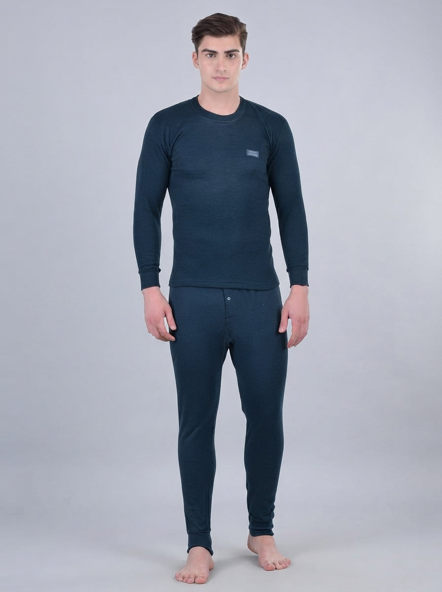 Trendzmy Men's Winter Thermal Top & Bottom Set | Soft Breathable Warm Innerwear | V-Neck | Random Color