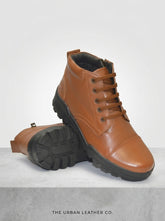 Men's TSF Police Uniform Boot Genuine Leather Brown Brown