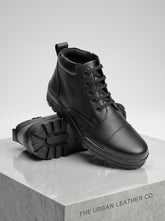 Men's TSF Police Uniform Boot Genuine Leather Black Black