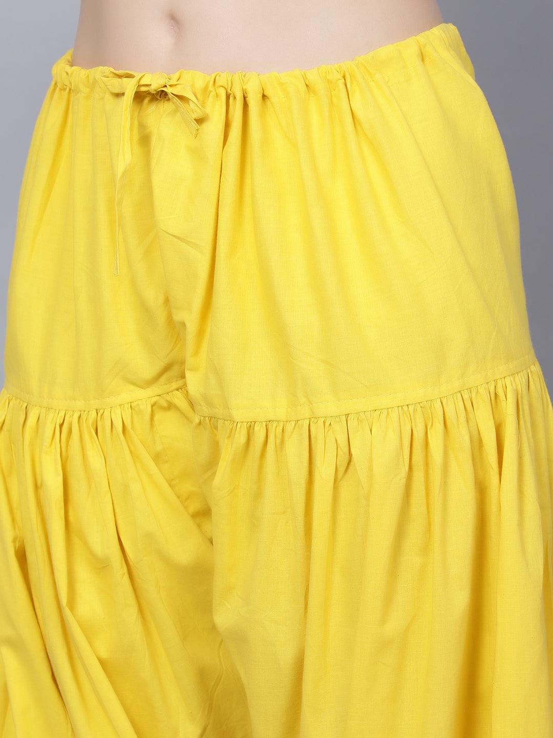 Trendzmy Pack of 2 Set Women Floral Print Cotton Blend Straight Kurta (Purple, Yellow)