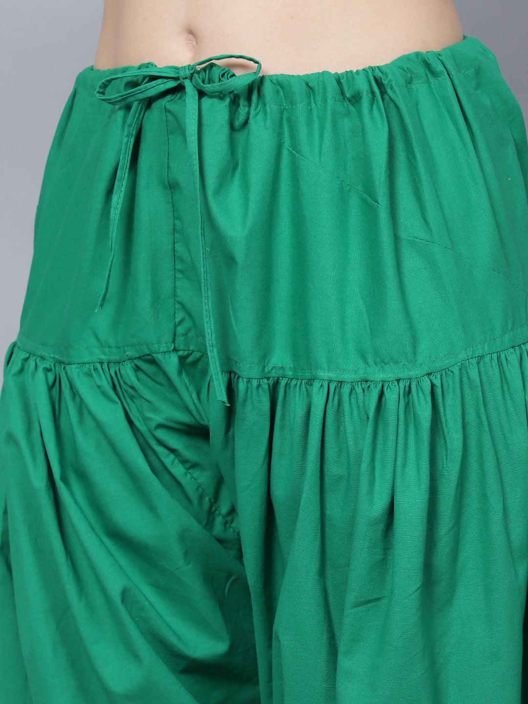 Trendzmy Pack of 2 Set Women Floral Print Cotton Blend Straight Kurta (Green, Blue)