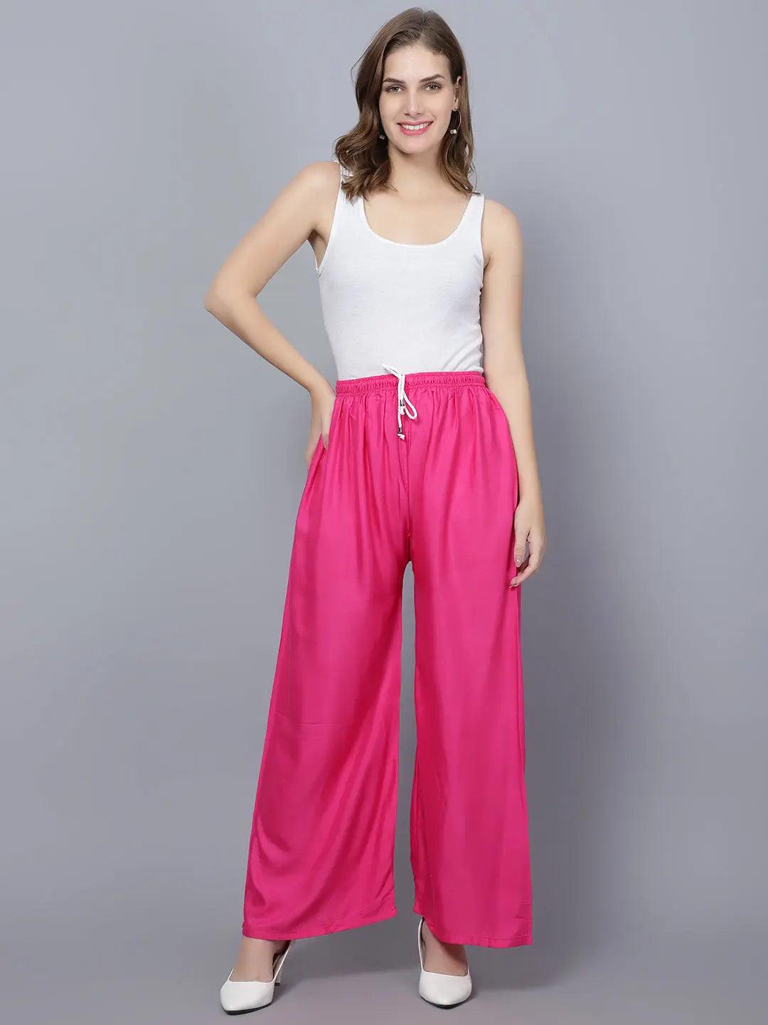 Singhania Women's Gajri Pink Plain Rayon Palazzo