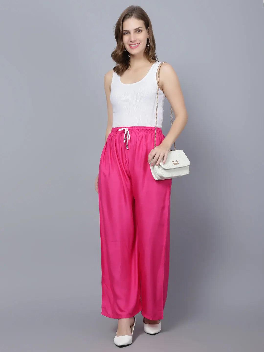 Women's Gajri Pink Plain Rayon Palazzo Default Title