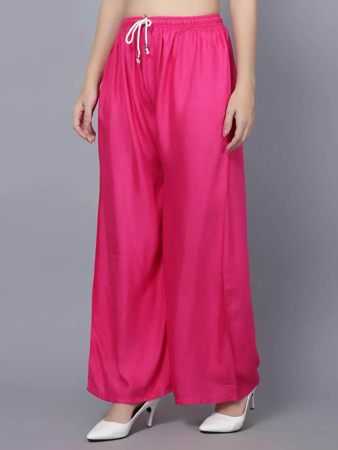 Women's Gajri Pink Plain Rayon Palazzo
