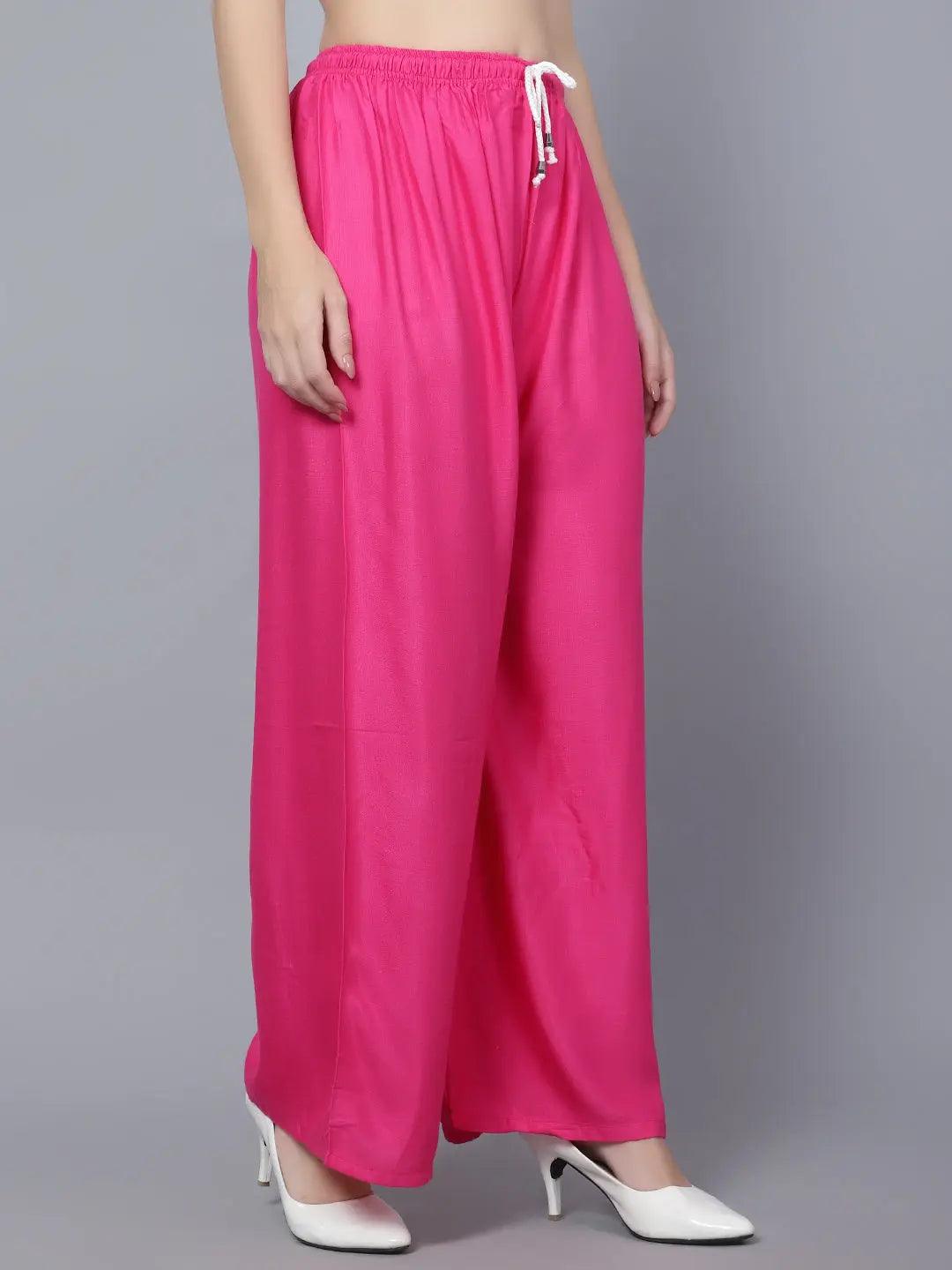 Women's Gajri Pink Plain Rayon Palazzo