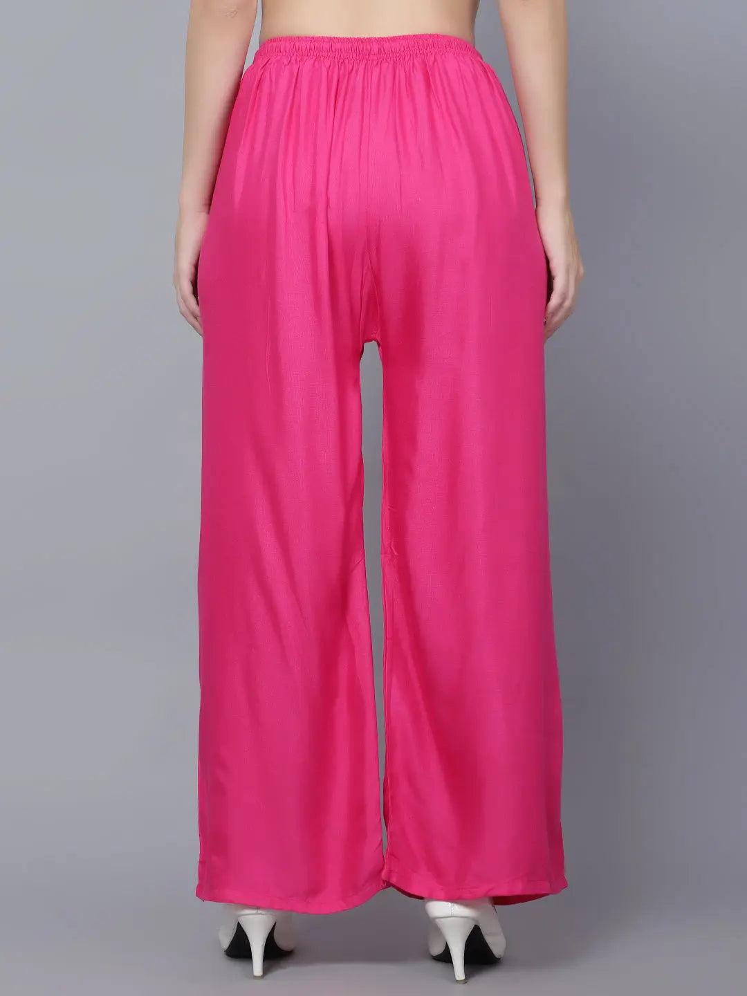 Women's Gajri Pink Plain Rayon Palazzo