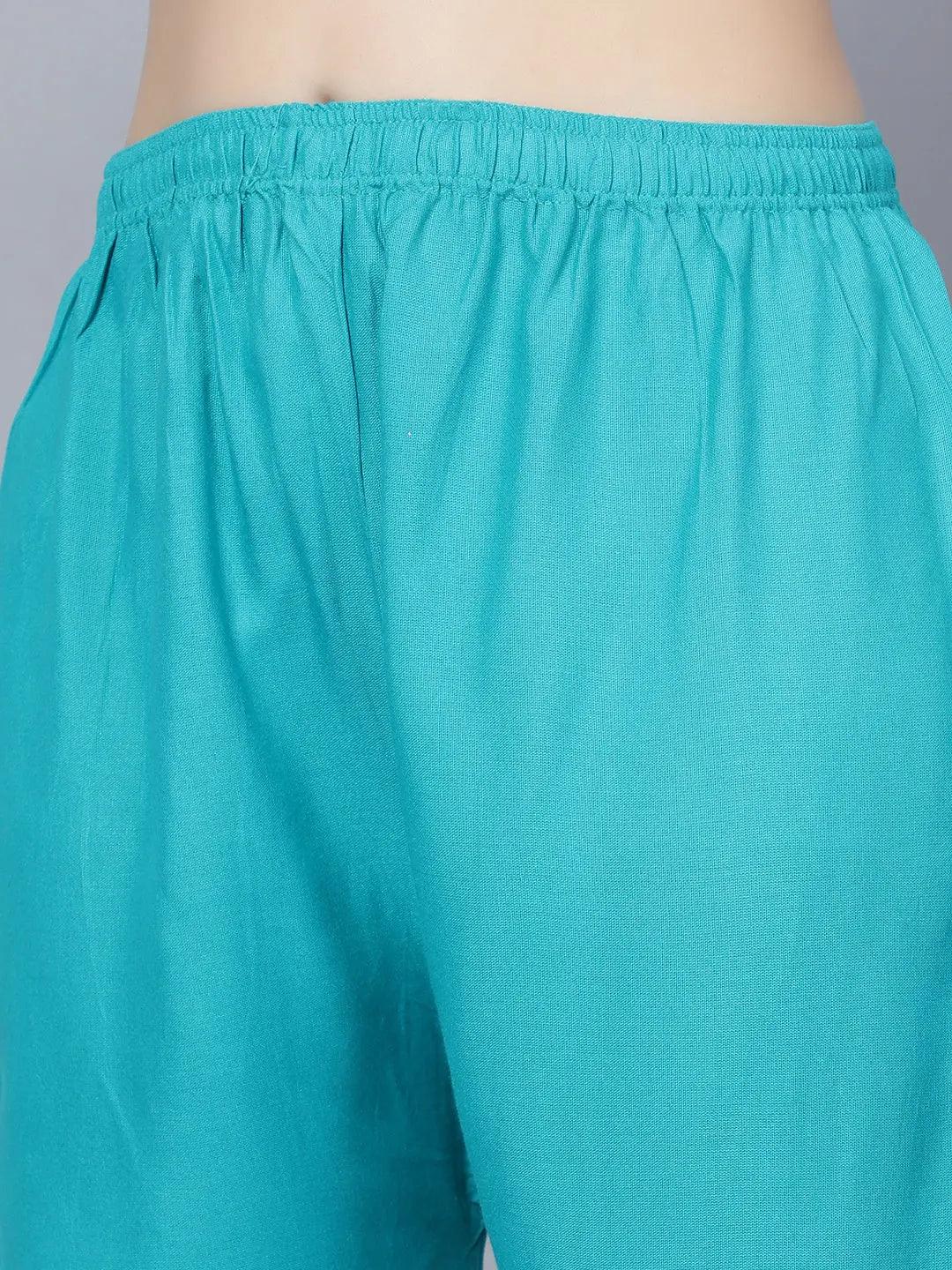 Women's Rama Green Plain Rayon Palazzo