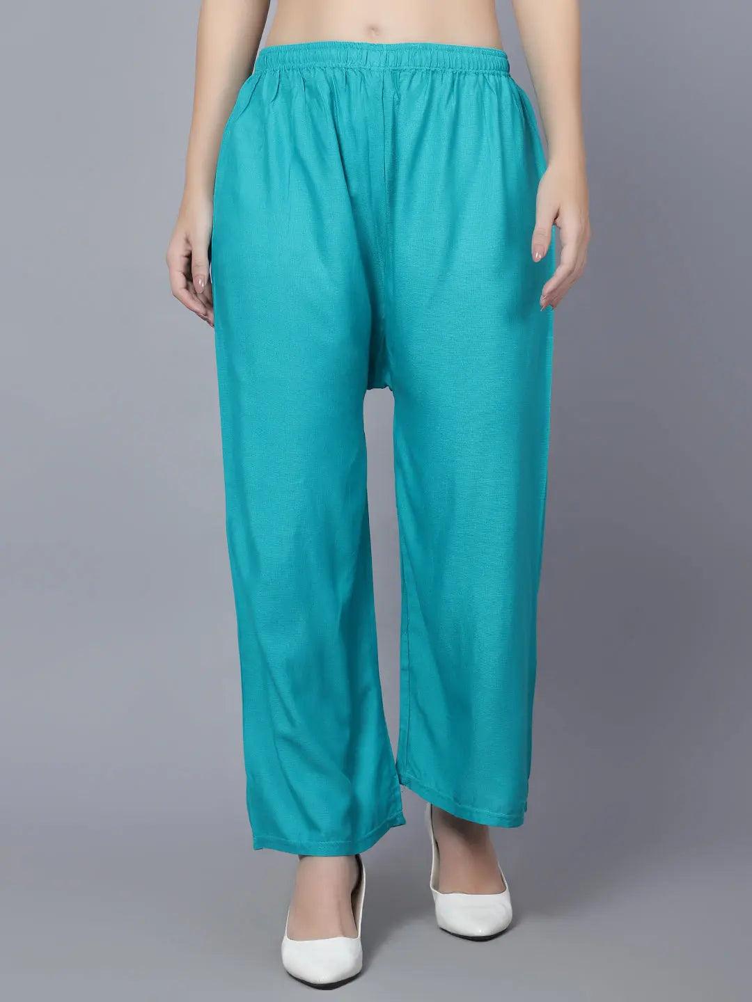 Women's Rama Green Plain Rayon Palazzo