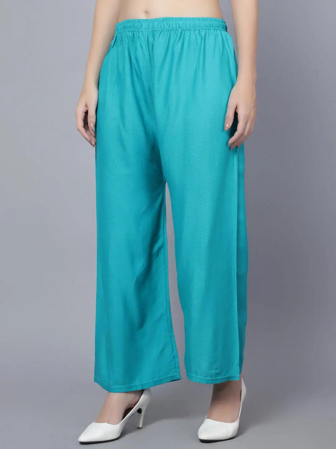 Women's Rama Green Plain Rayon Palazzo
