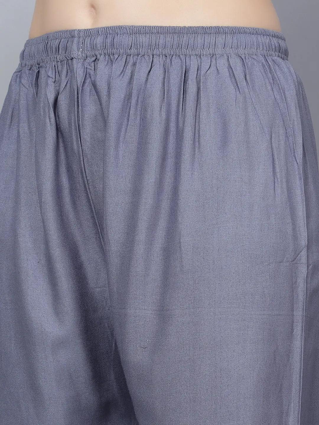 Singhania Women's Grey Plain Rayon Palazzo