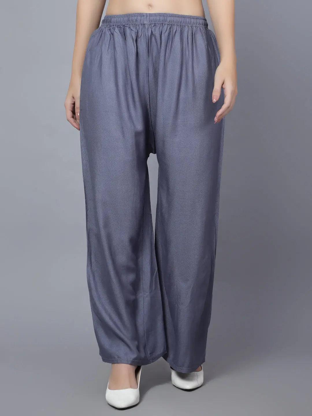 Women's Grey Plain Rayon Palazzo