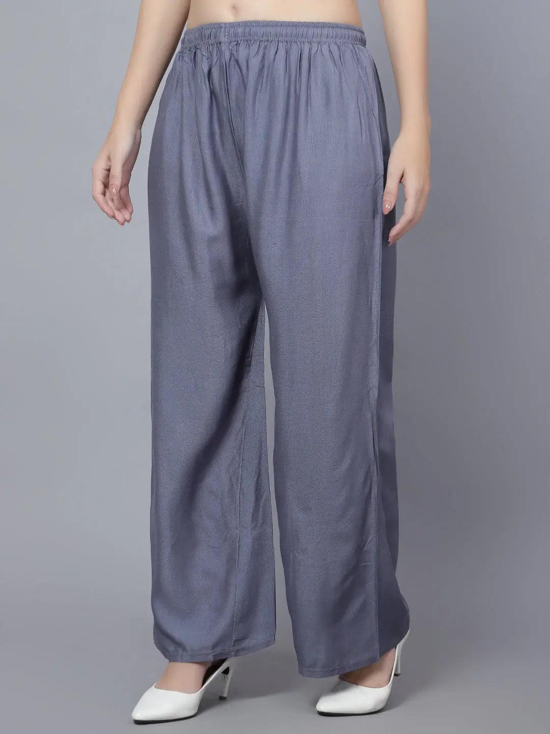 Women's Grey Plain Rayon Palazzo