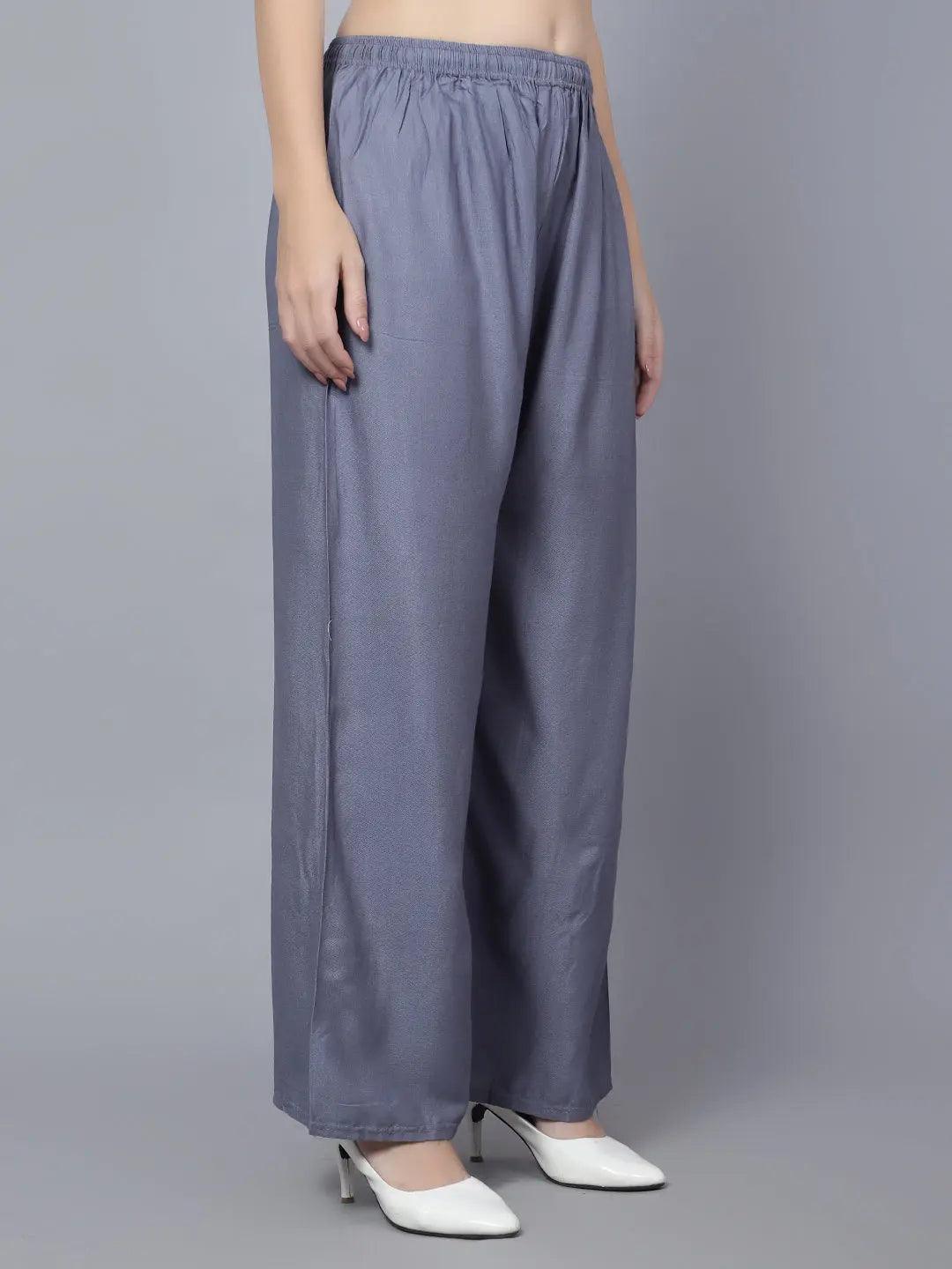 Women's Grey Plain Rayon Palazzo