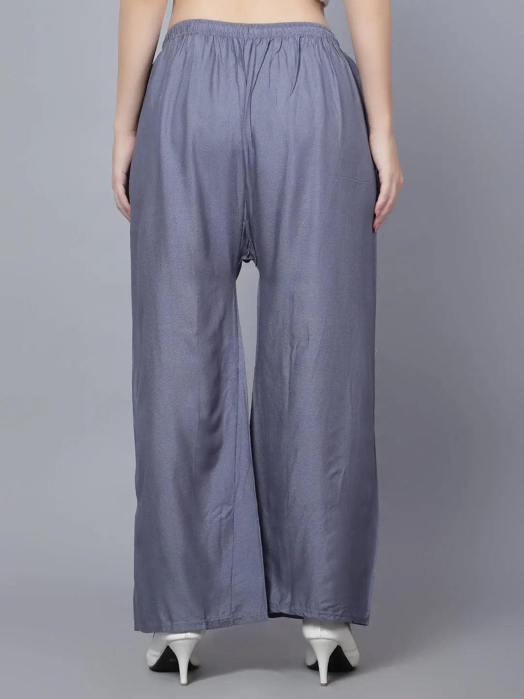 Women's Grey Plain Rayon Palazzo