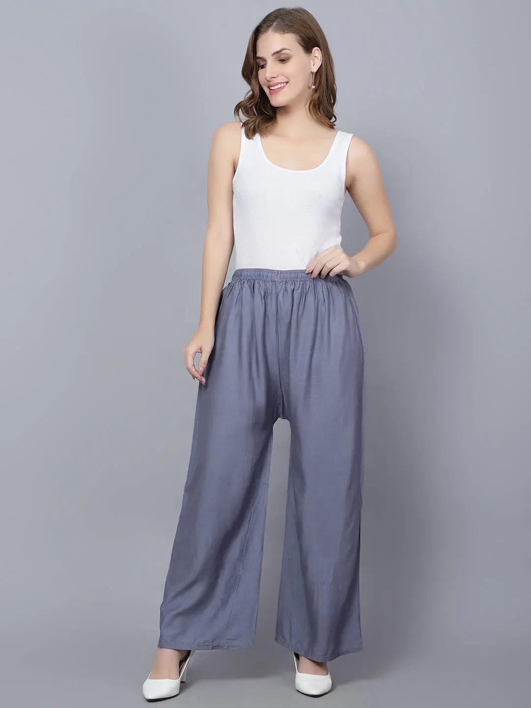 Women's Grey Plain Rayon Palazzo