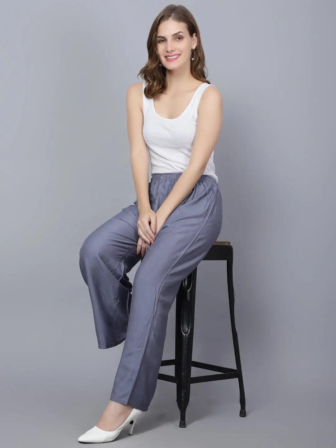 Women's Grey Plain Rayon Palazzo Default Title