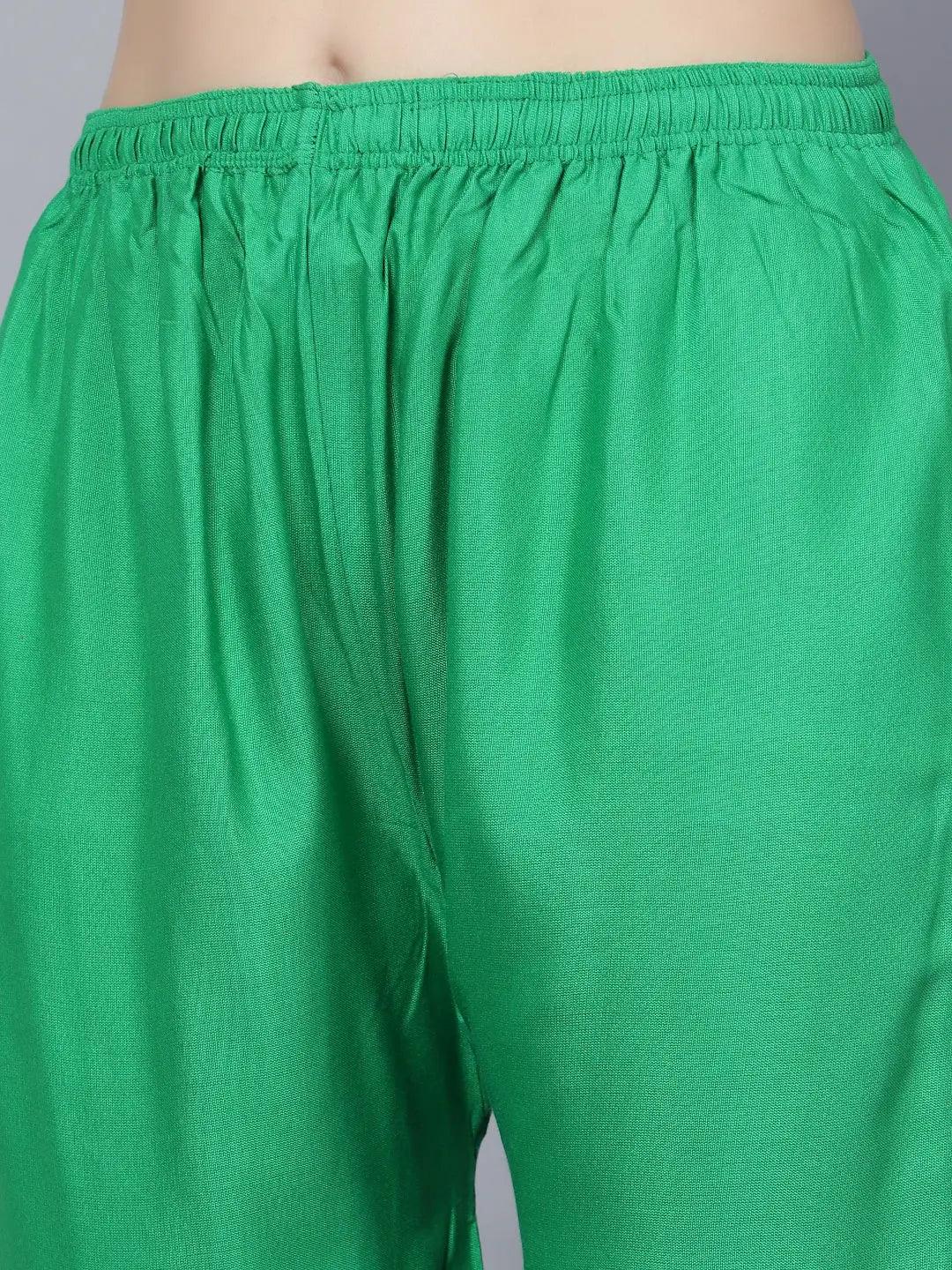 Singhania Women's Green Plain Rayon Palazzo