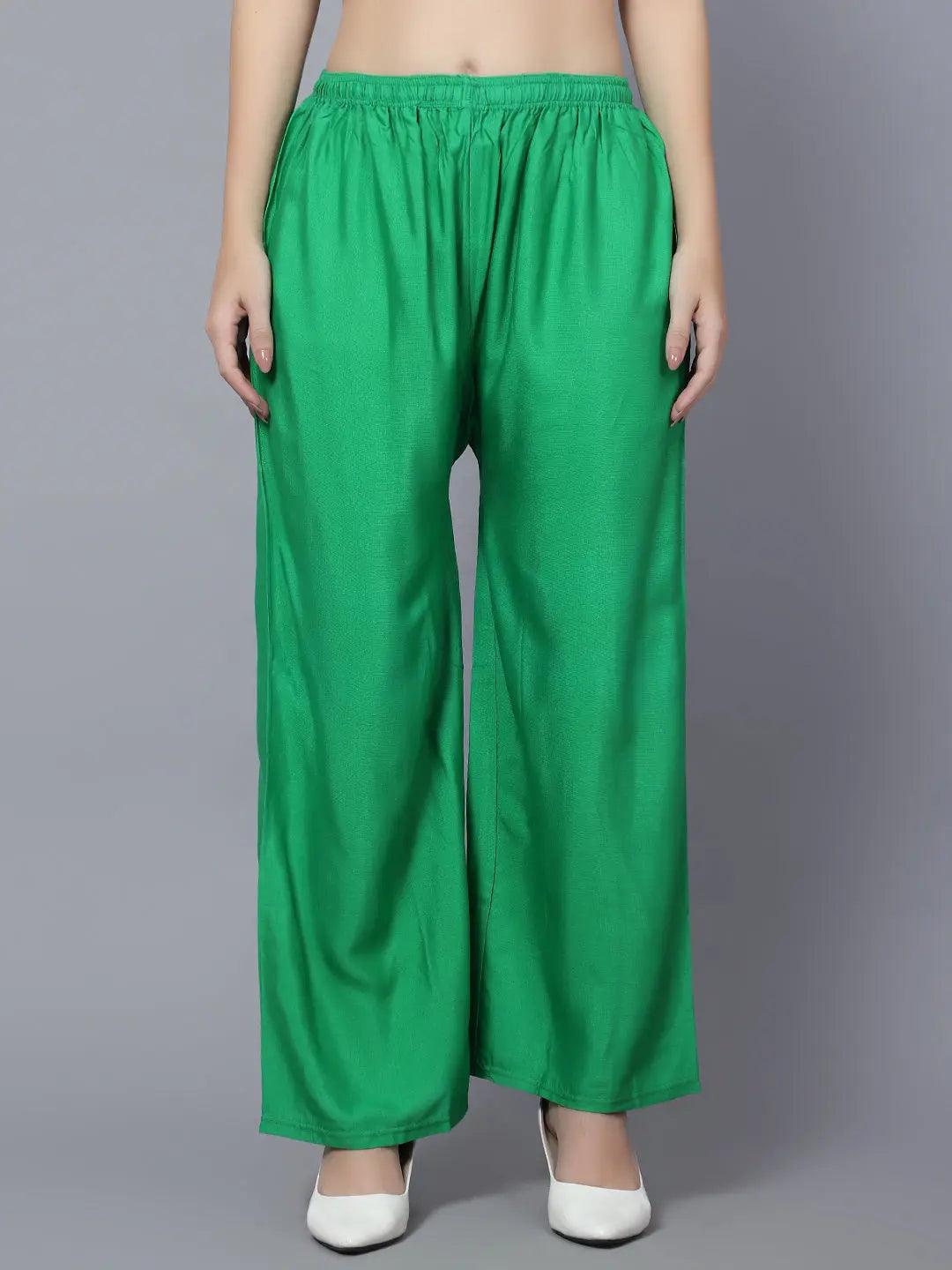 Women's Green Plain Rayon Palazzo