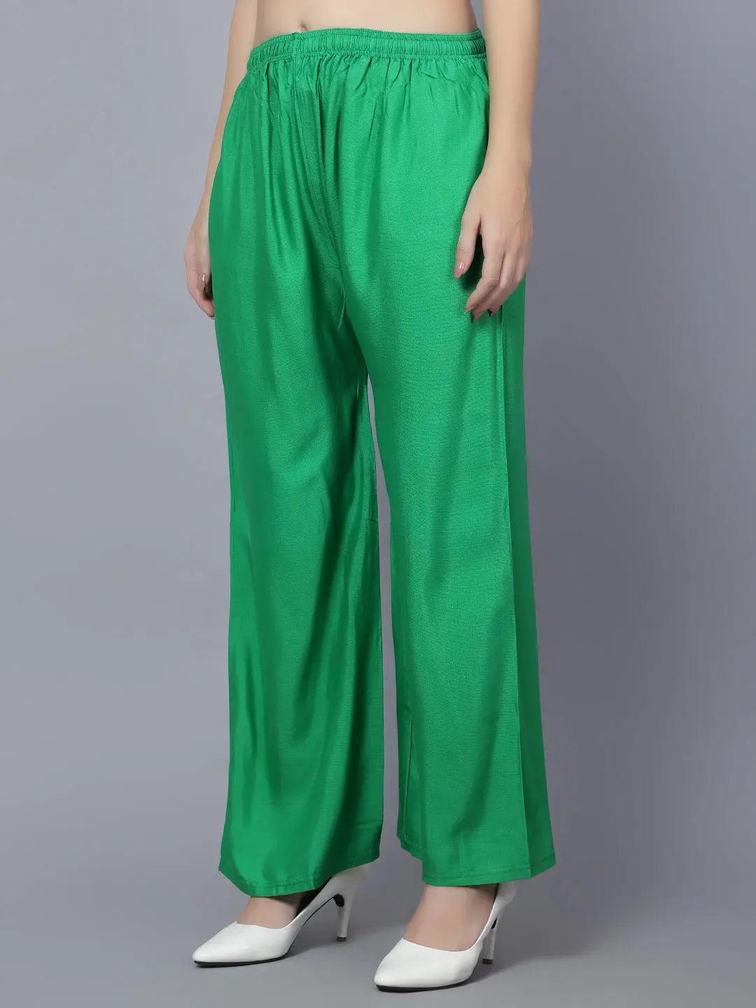 Women's Green Plain Rayon Palazzo
