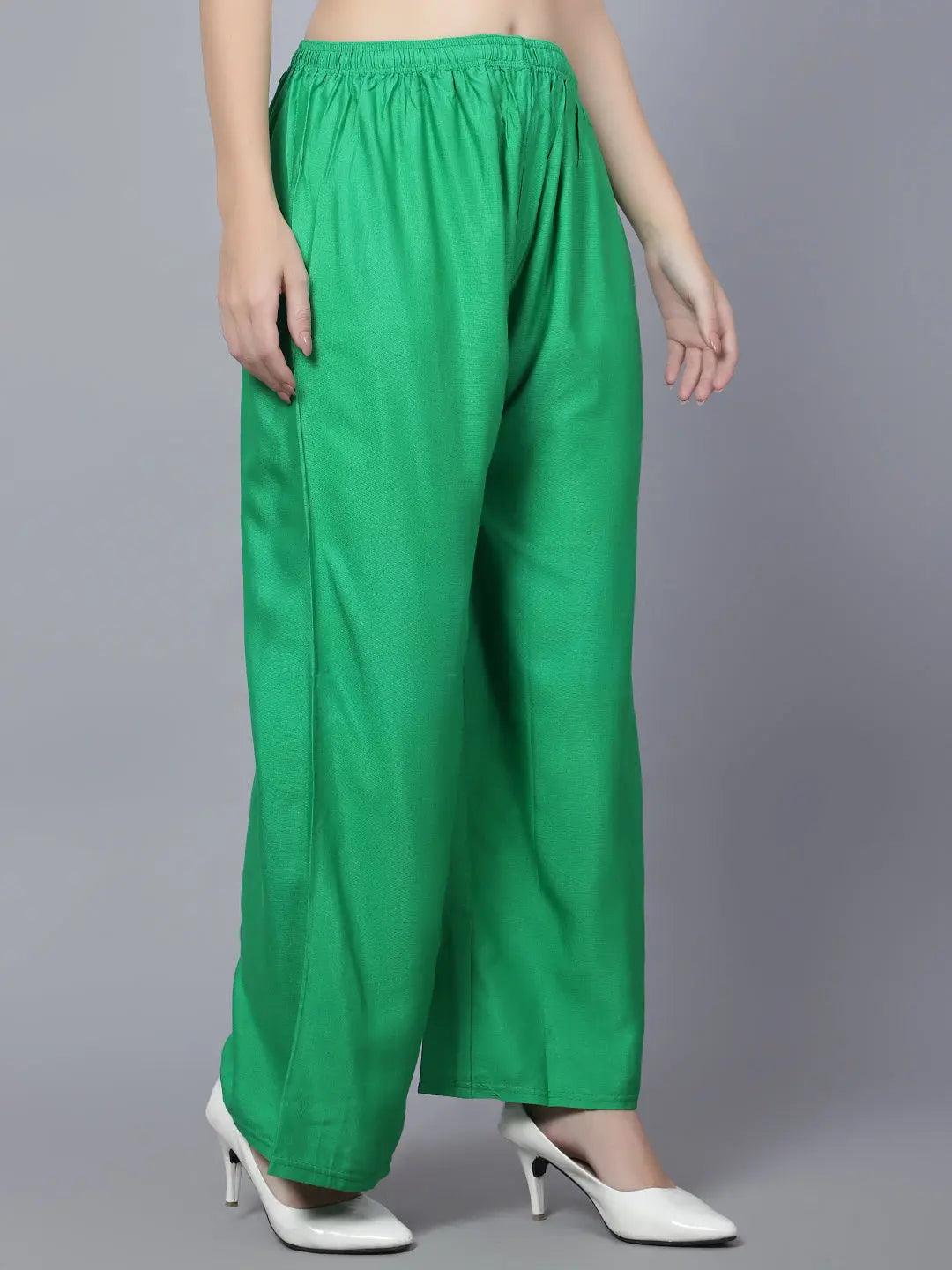 Women's Green Plain Rayon Palazzo