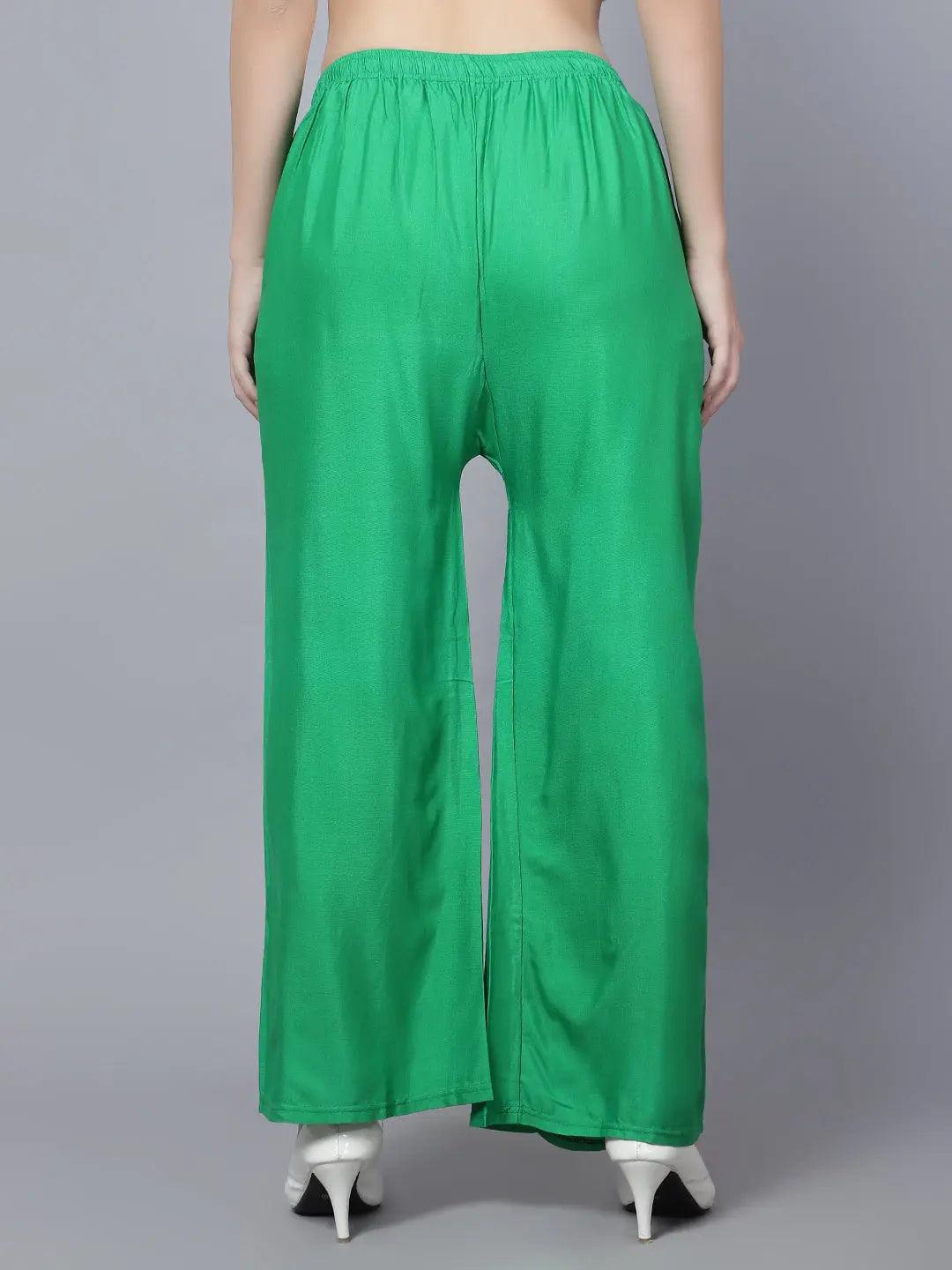Women's Green Plain Rayon Palazzo