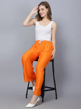 Women's Orange Plain Rayon Palazzo Default Title
