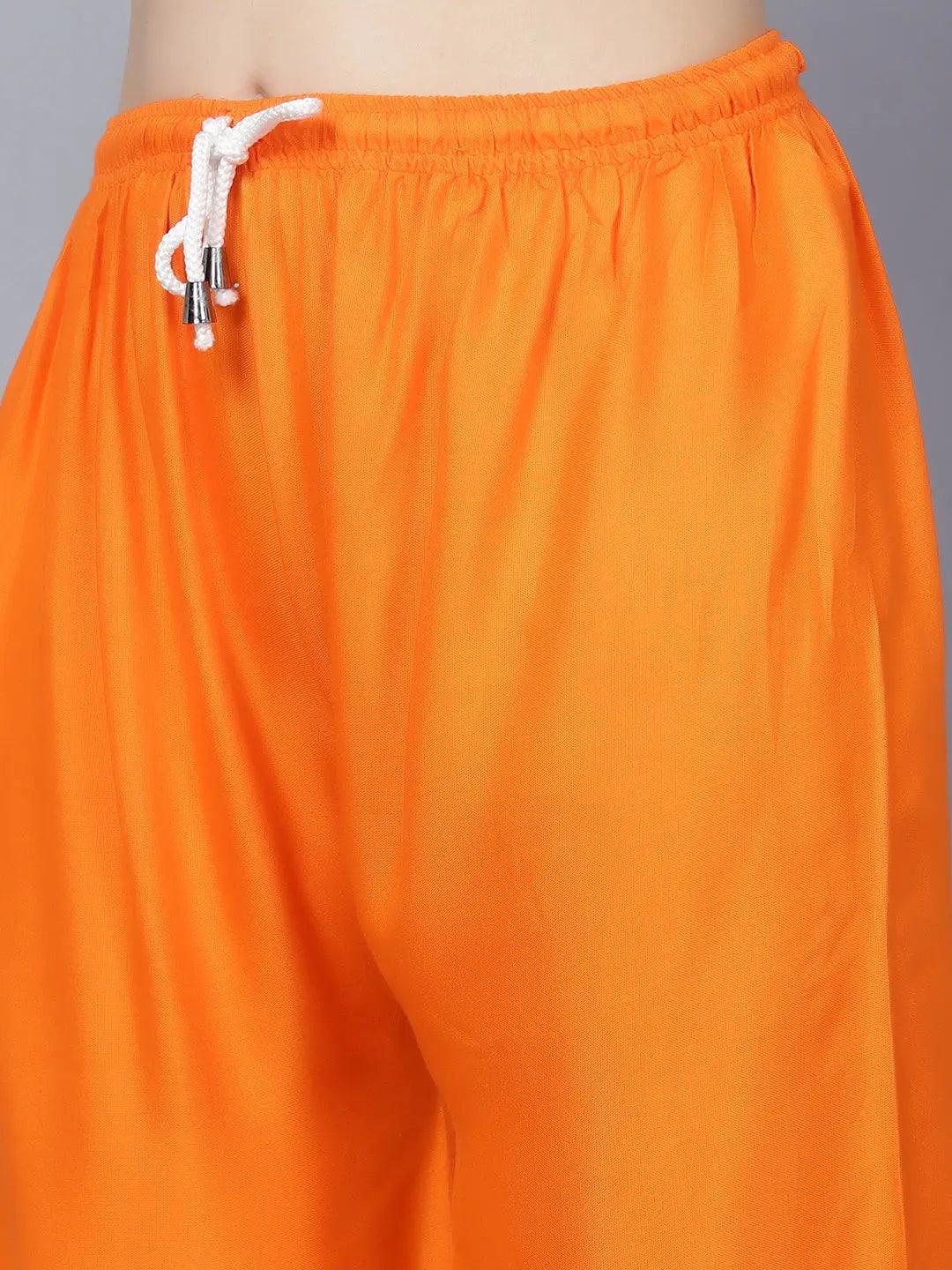 Women's Orange Plain Rayon Palazzo