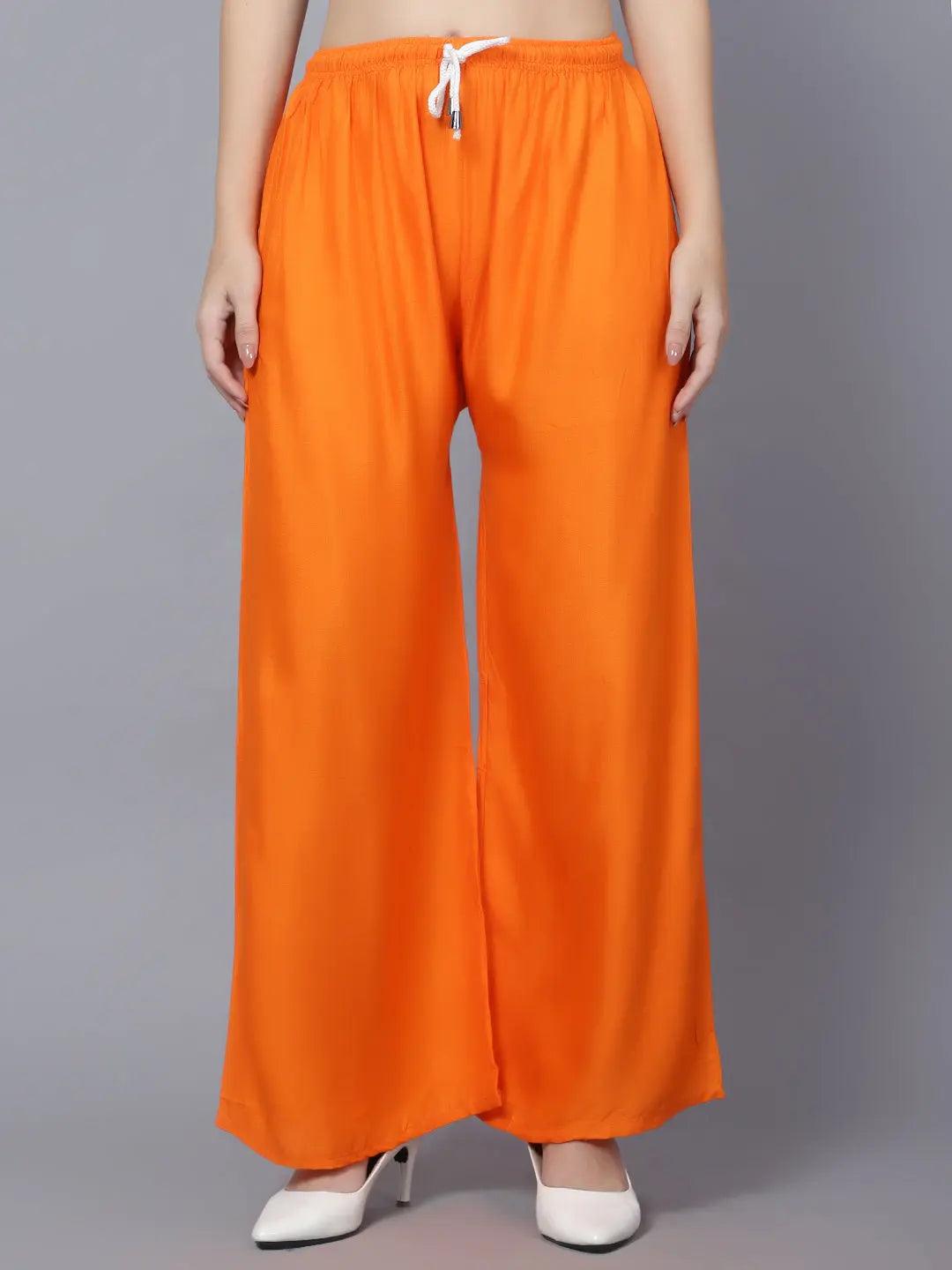 Women's Orange Plain Rayon Palazzo