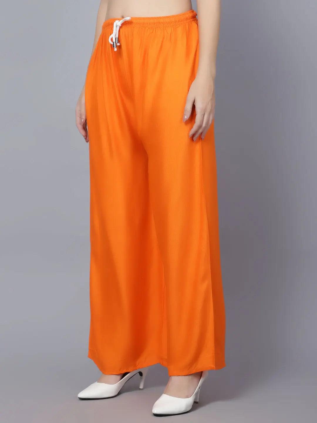 Women's Orange Plain Rayon Palazzo