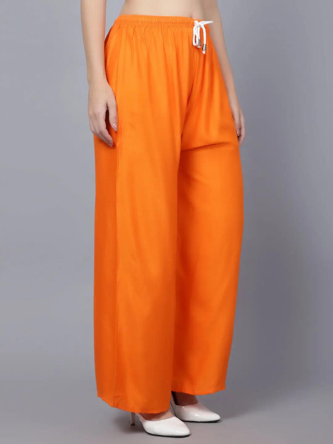 Women's Orange Plain Rayon Palazzo