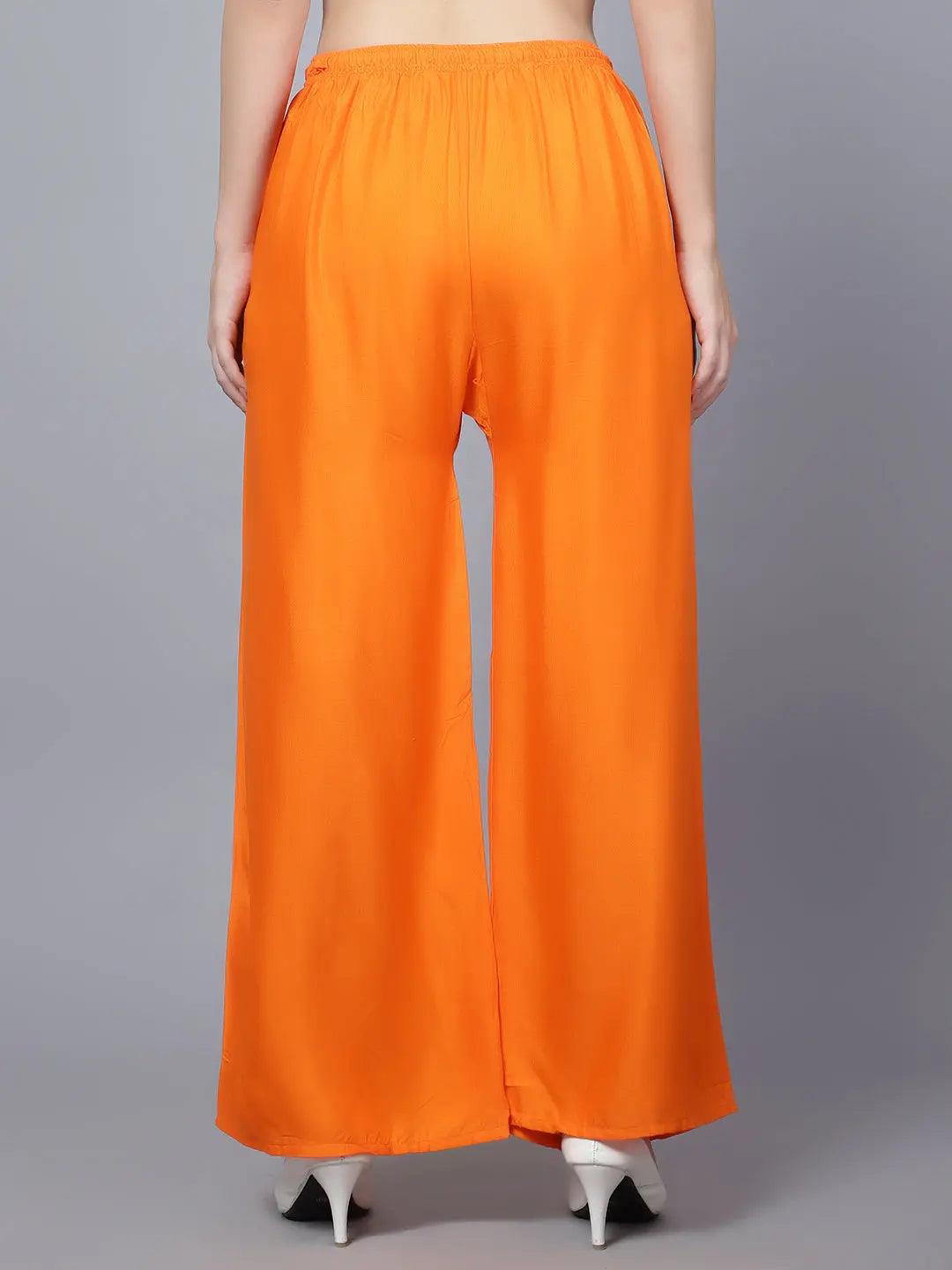 Women's Orange Plain Rayon Palazzo