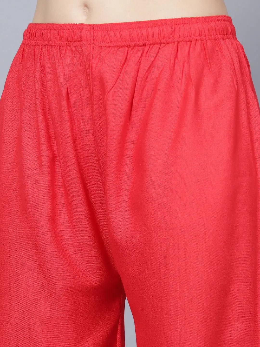 Women's Red Plain Rayon Palazzo