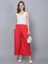 Women's Red Plain Rayon Palazzo Default Title