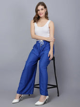 Women's Royal Blue Plain Rayon Palazzo Default Title