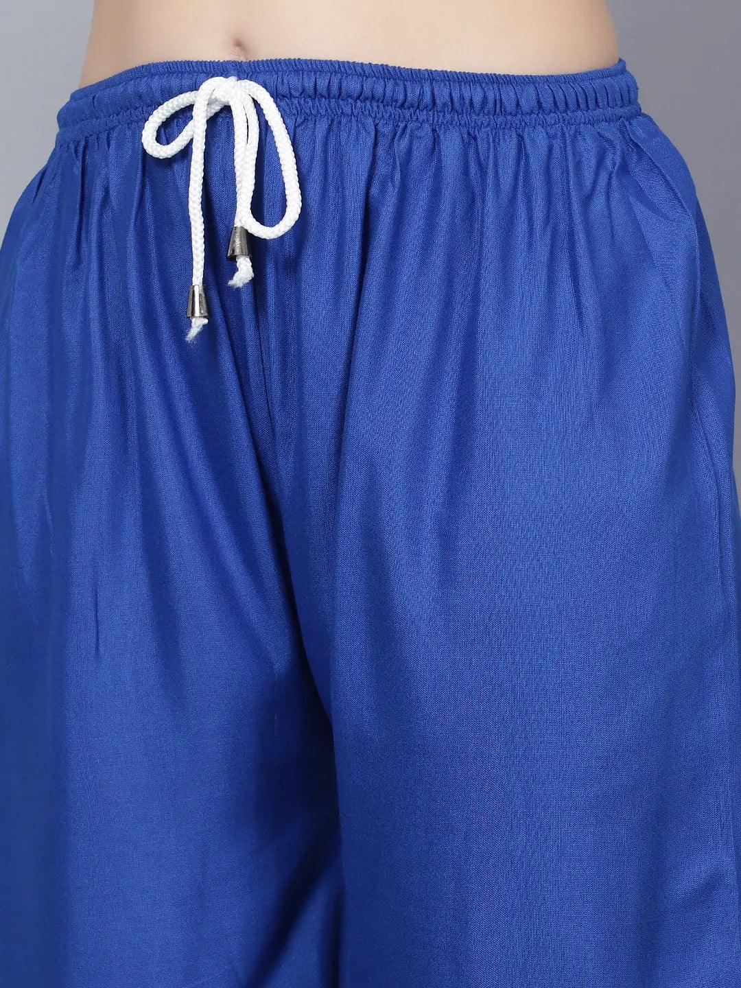Women's Royal Blue Plain Rayon Palazzo