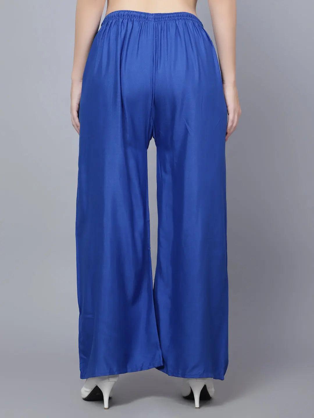 Women's Royal Blue Plain Rayon Palazzo