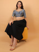 Embroidered Choli Cut Grey Cotton Silk Half Sleeve Blouse Grey