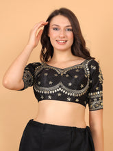 Choli Cut Black Cotton Silk Blouse Black