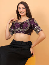 Embroidered Choli Cut Wine Cotton Silk Half Sleeve Blouse Wine