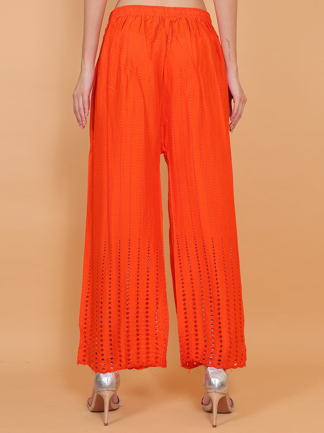 Women's Orange Chicken Rayon Palazzo Flaired Pants wrinkle free