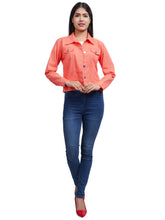 Full Sleeve Peach Solid Women Jacket XXXL