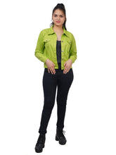 Full Sleeve Parrot Green Solid Women Jacket XXXL