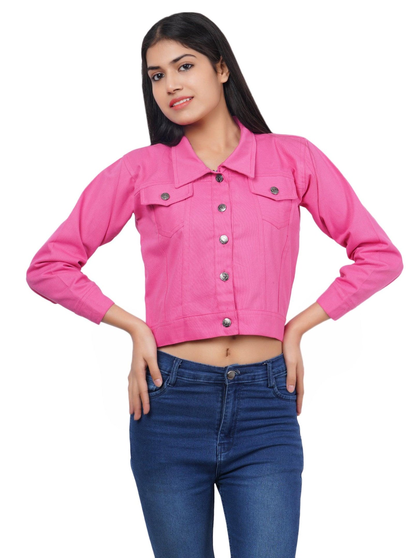 Trendzmy Full Sleeve Pink Solid Women Jacket