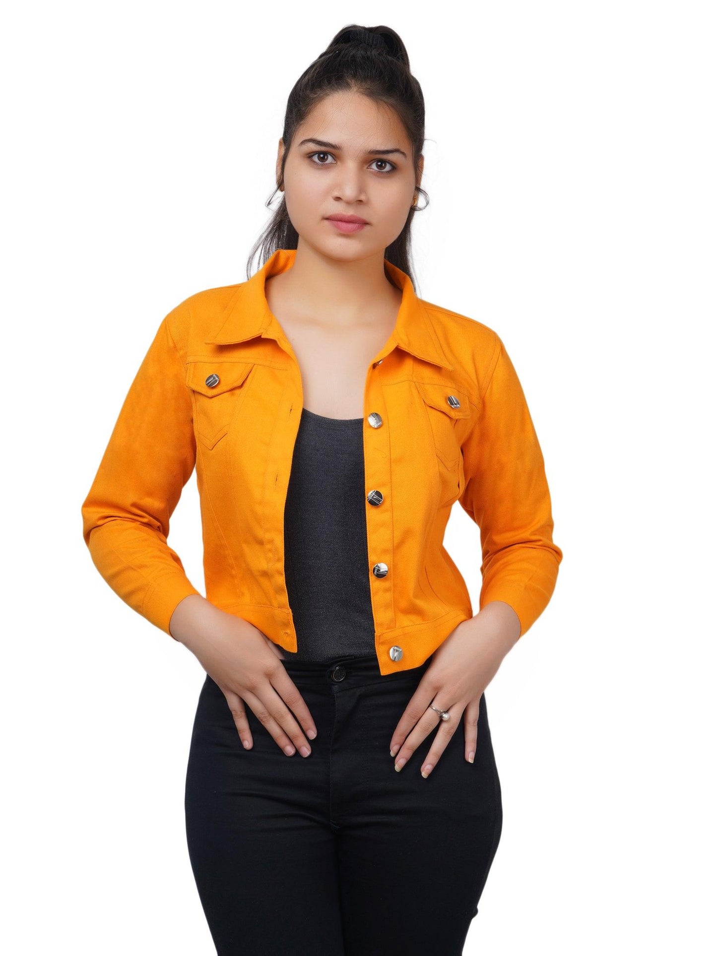 Trendzmy Full Sleeve Yellow Solid Women Jacket
